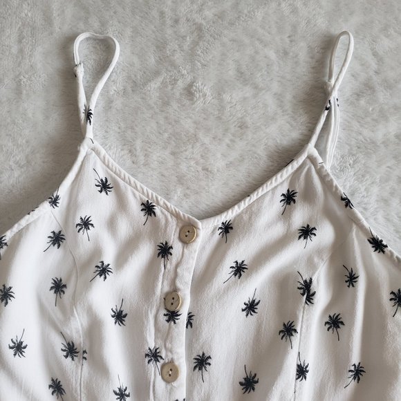 ILLA  ILLA  Front Button Coconut Print Spaghetti Strap White Romper SZ S - Picture 7 of 16